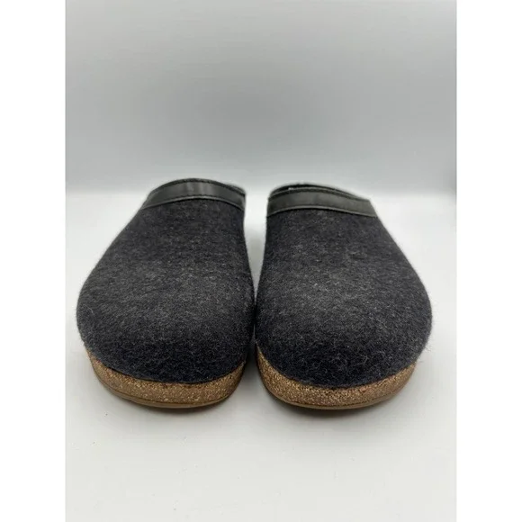 Haflinger Grizzly Wool Clogs Charcoal Grey Cork Sole Leather Shoes W9 M7 EU 40 - Picture 6 of 11